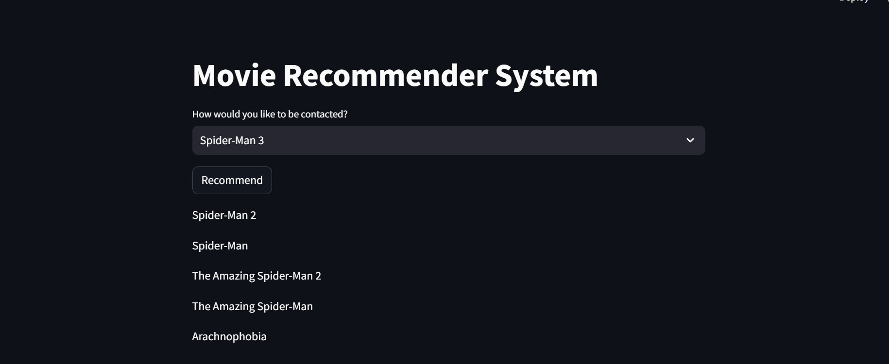 Recommendation Output